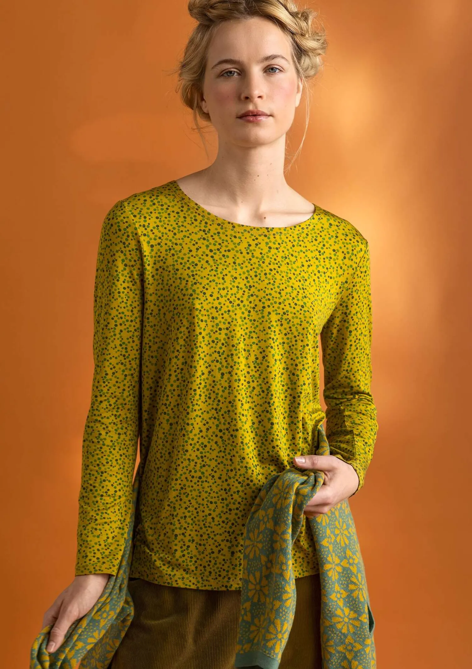 Cheap Gudrun Sjödén Jerseyshirt „Helga“ aus Lyocell/Elasthan jade-gemustert
