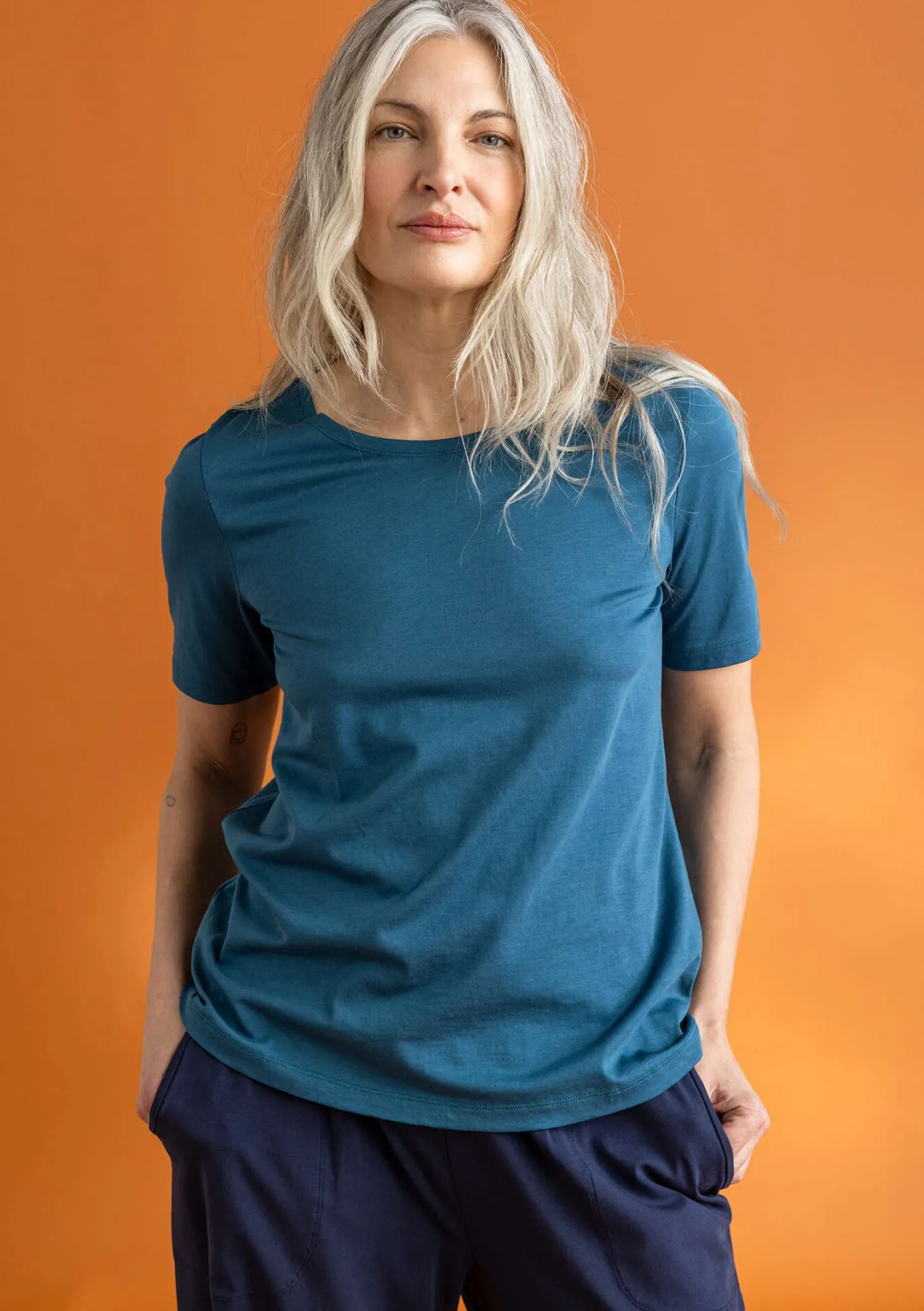 Shop Gudrun Sjödén Jerseyshirt „Tyra“ aus Bio-Baumwolle/Modal dunkelindigo-gemustert