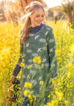 Best Sale Gudrun Sjödén Jerseytunika „Flyttfågel“ aus Bio-Baumwolle schwarz