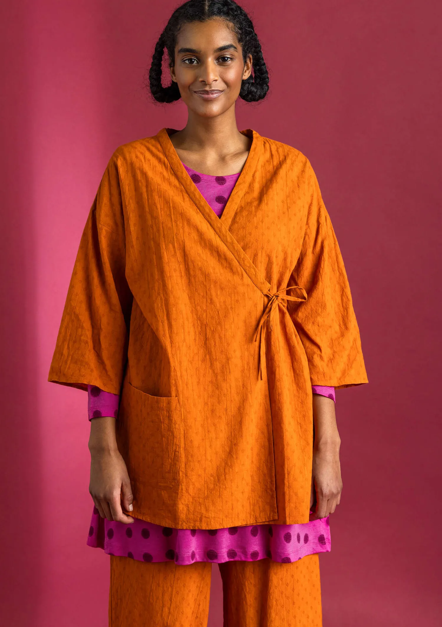 New Gudrun Sjödén Kimono aus Bio-Baumwolldobby opalgrün
