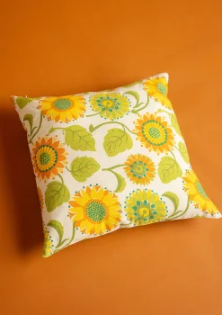 Online Gudrun Sjödén Kissenhülle „Sunflower“ aus Bio-Baumwolle/Leinen türkis