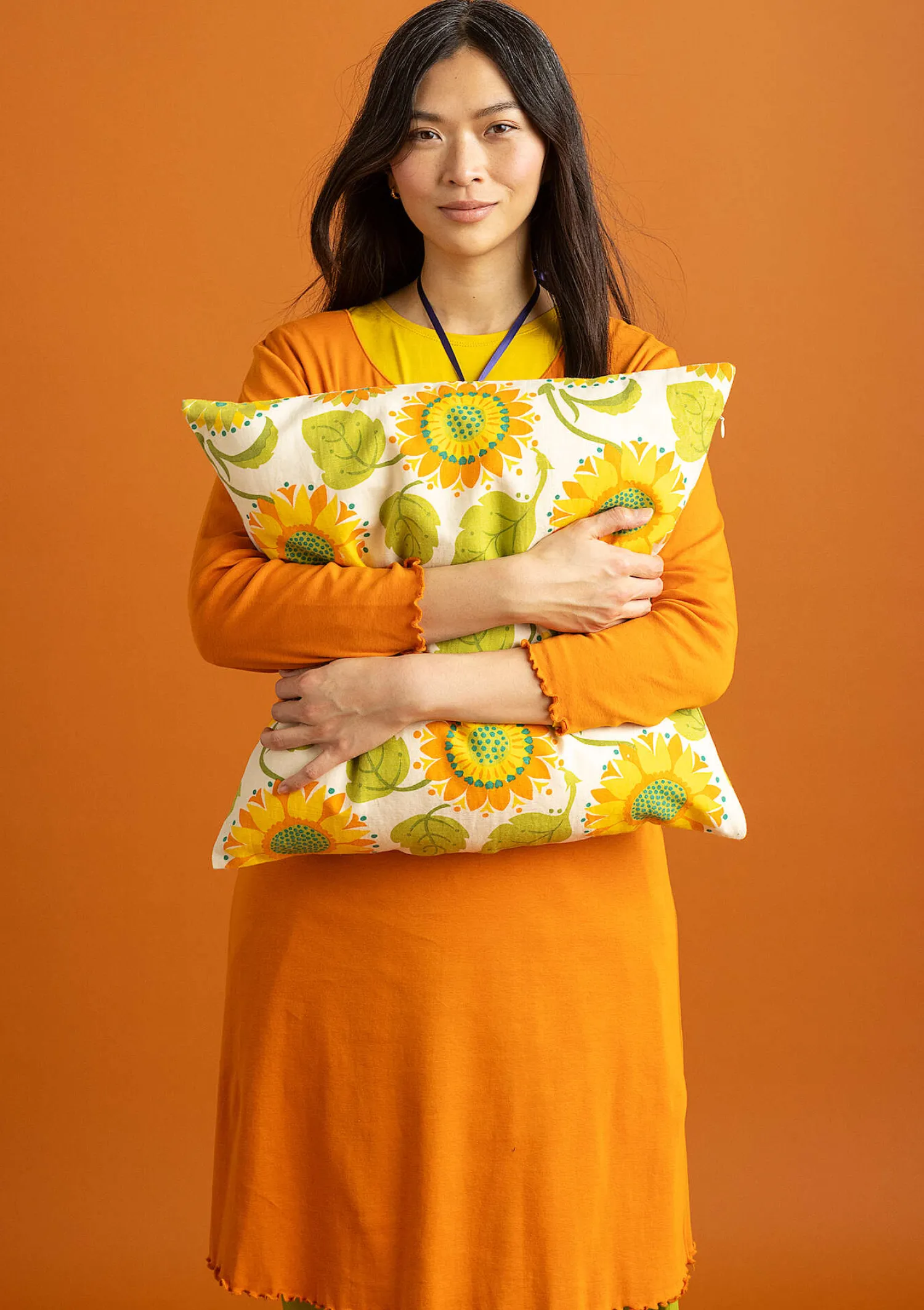 Online Gudrun Sjödén Kissenhülle „Sunflower“ aus Bio-Baumwolle/Leinen türkis