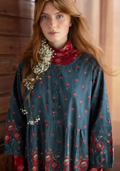 Hot Gudrun Sjödén Kleid „Asta“ aus Bio-Baumwollgewebe indigogrün