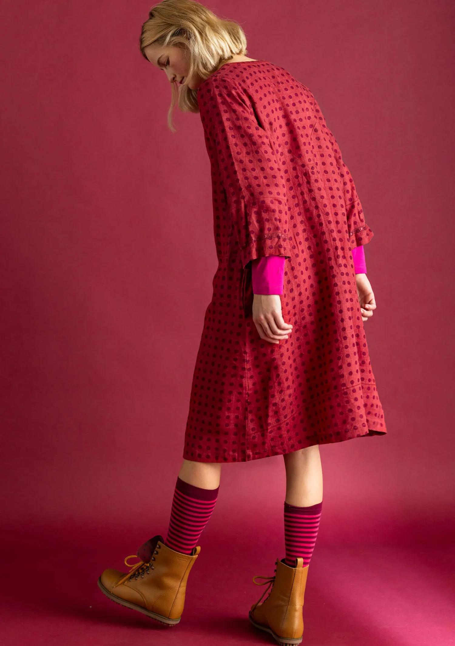 Best Sale Gudrun Sjödén Kleid „Asta“ aus Leinengewebe senf