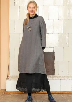 Store Gudrun Sjödén Kleid aus Leinengewebe grafit