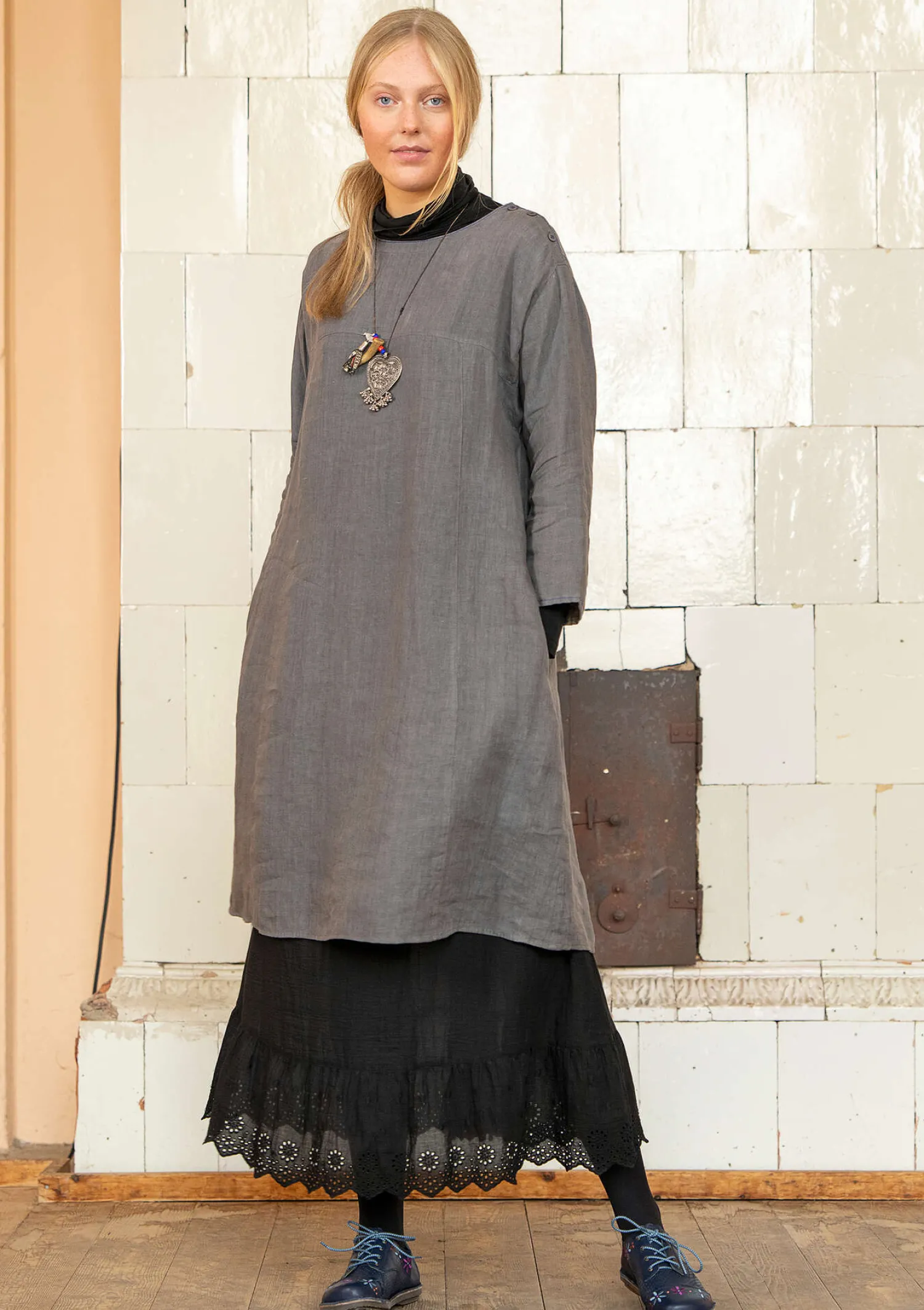 Clearance Gudrun Sjödén Kleid aus Leinengewebe rosenholz