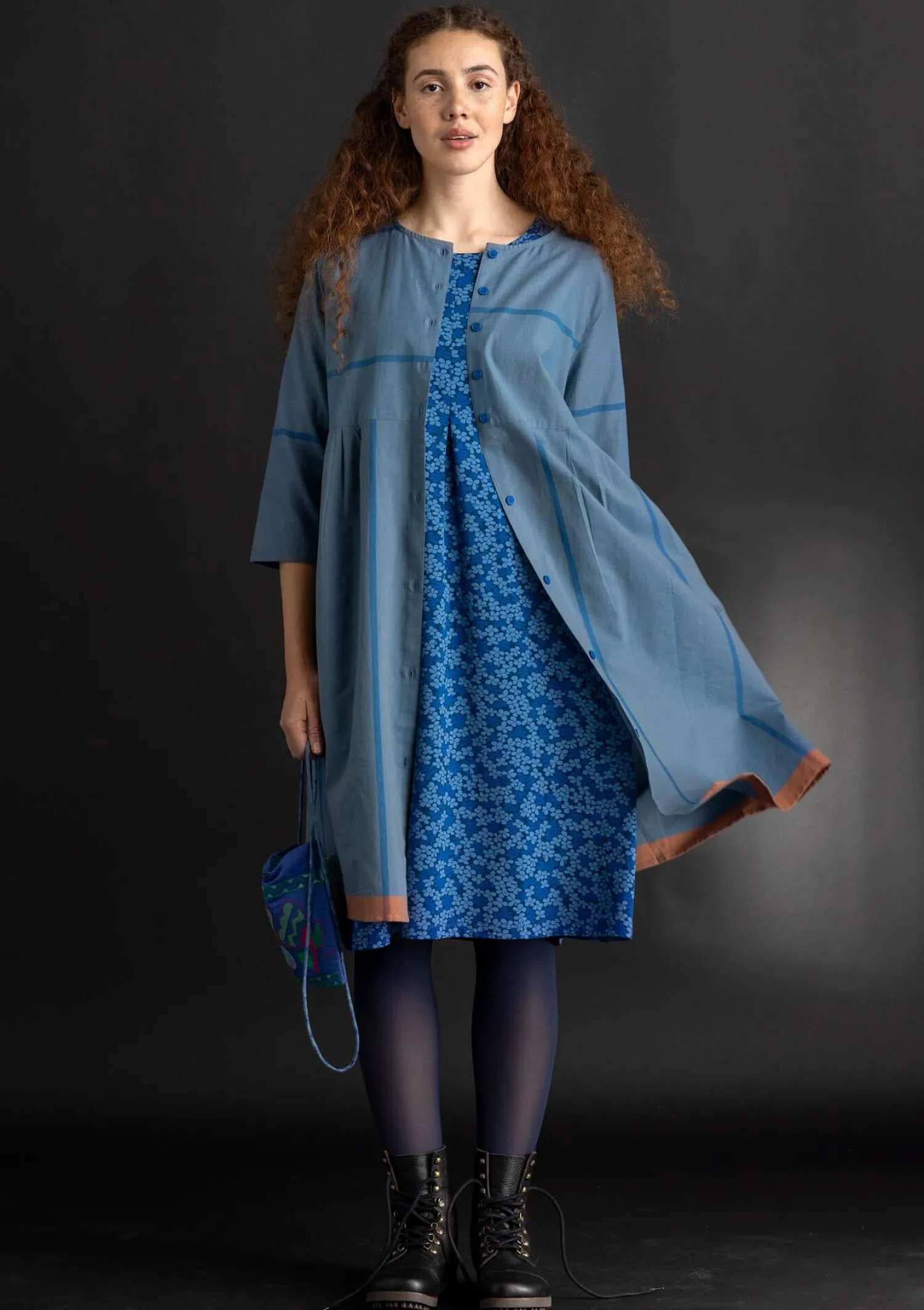 Best Gudrun Sjödén Kleid „Ava” aus Bio-Baumwollgewebe leinenblau