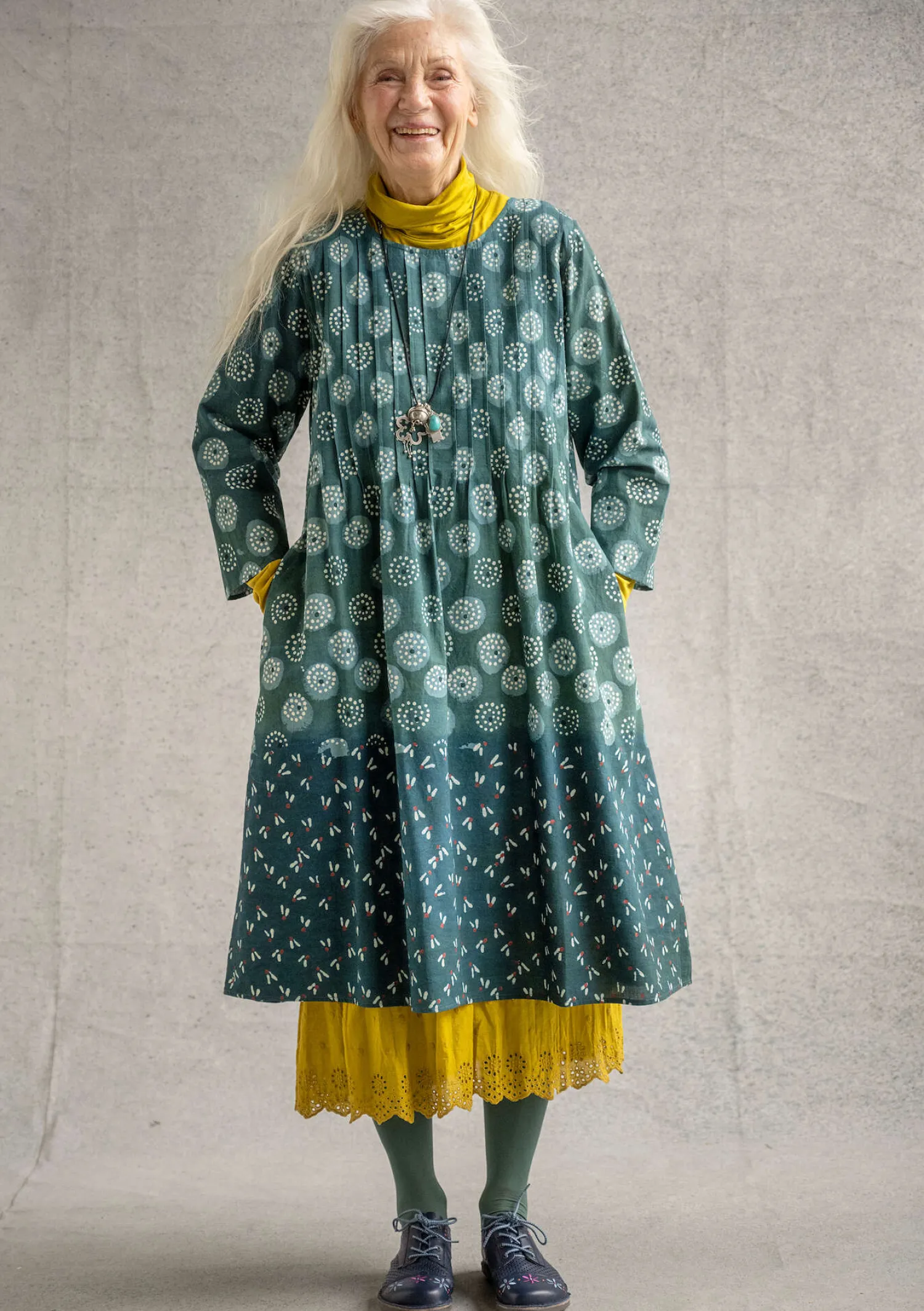 Flash Sale Gudrun Sjödén Kleid „Clay“ aus Bio-Baumwollgewebe indigo