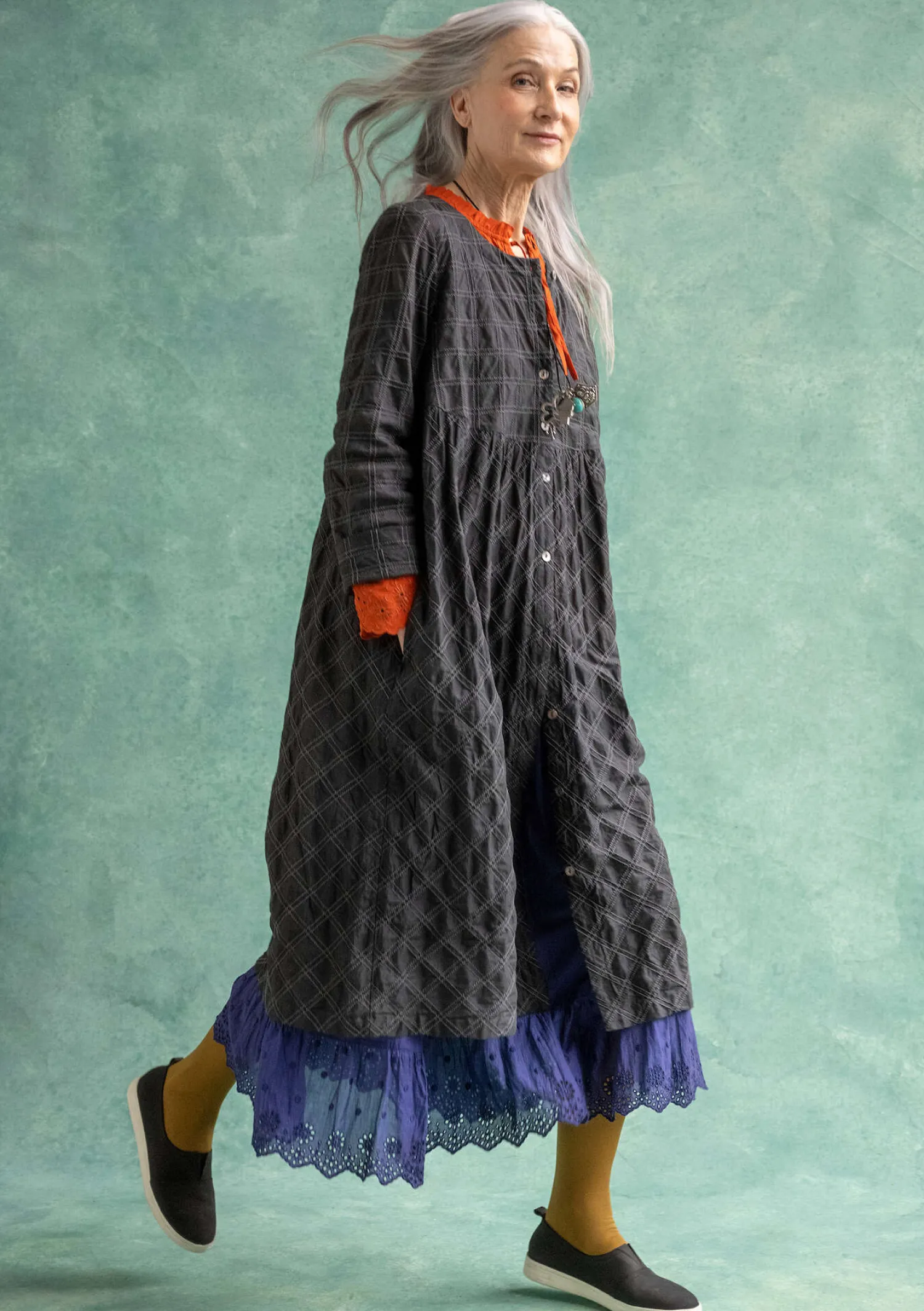 Fashion Gudrun Sjödén Kleid „Helga“ aus Bio-Baumwollgewebe dunkelpetrol