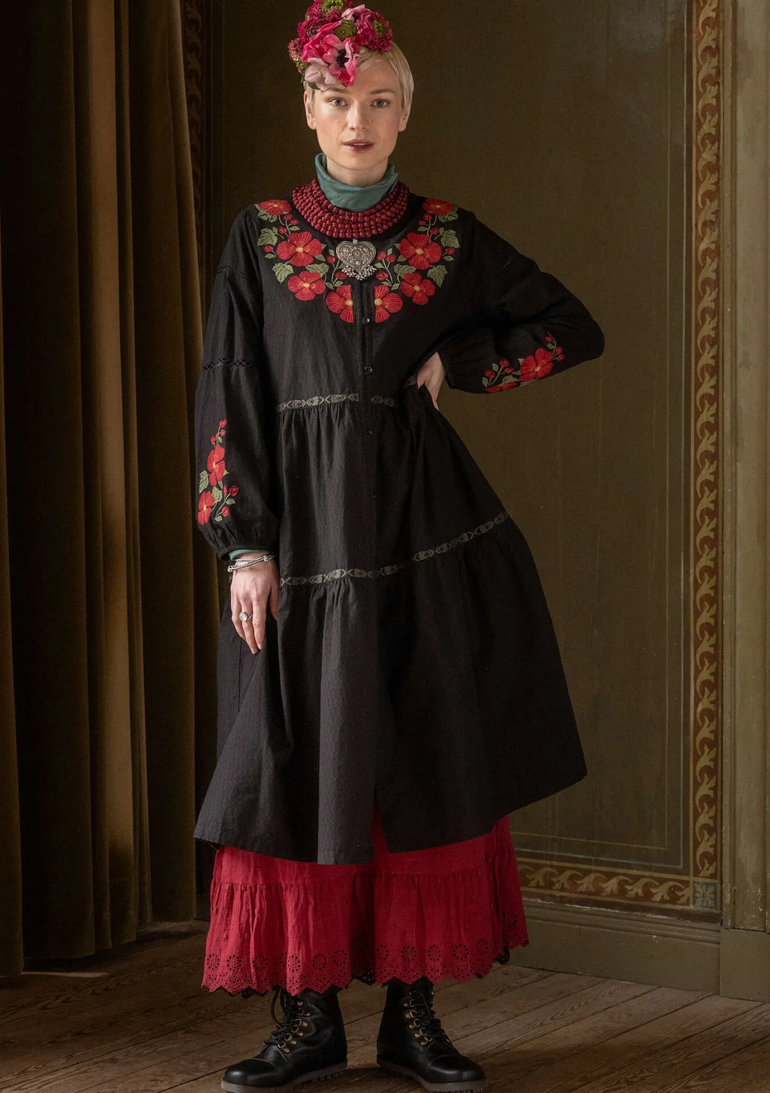 Shop Gudrun Sjödén Kleid „Åland“ aus Bio-Baumwollgewebe moosbeere