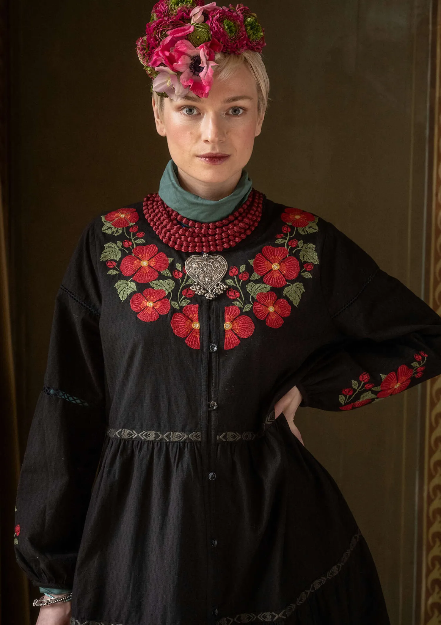 Shop Gudrun Sjödén Kleid „Åland“ aus Bio-Baumwollgewebe moosbeere