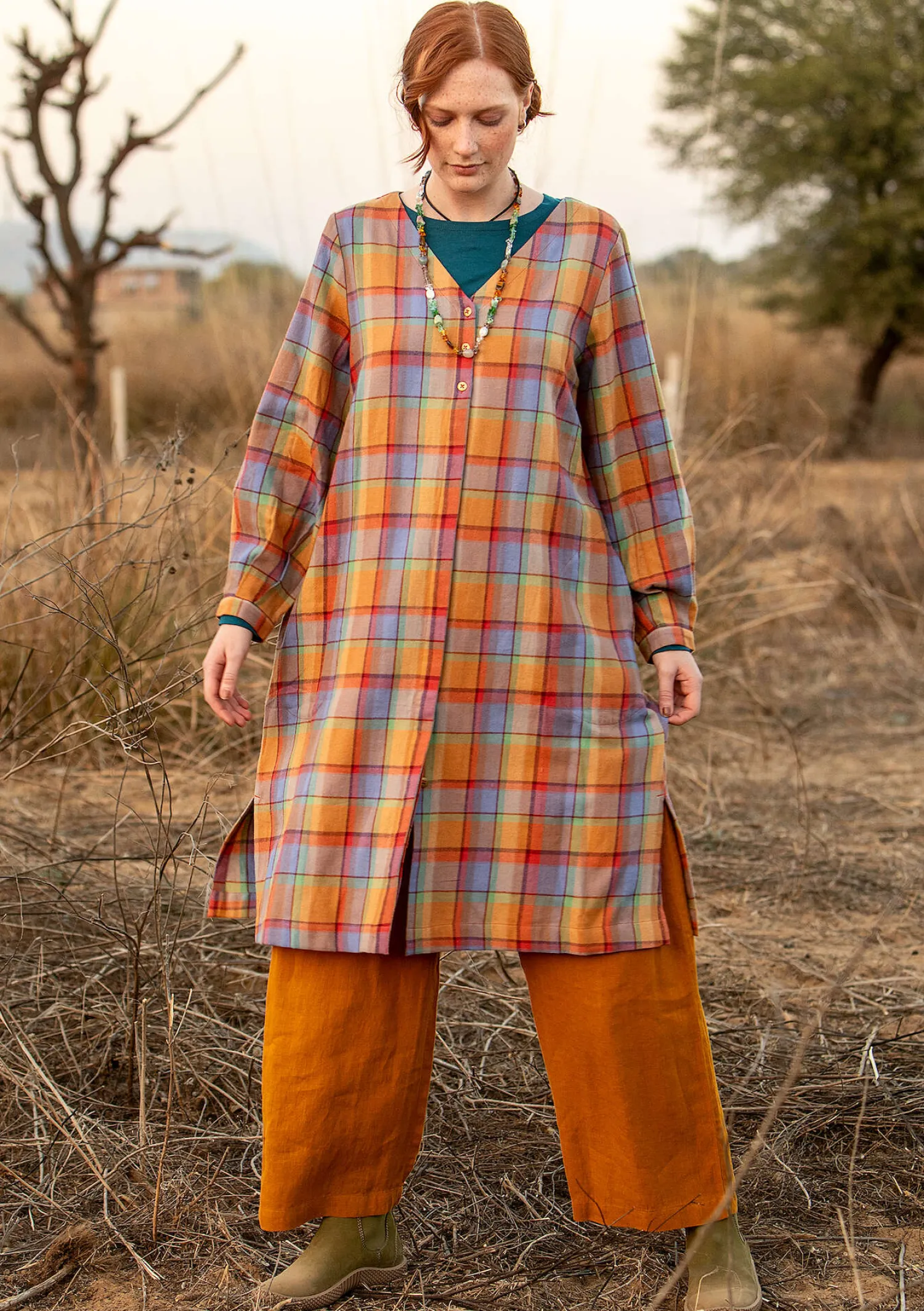Online Gudrun Sjödén Kleid „Skagen“ aus Bio-Baumwollgewebe gebranntesiena