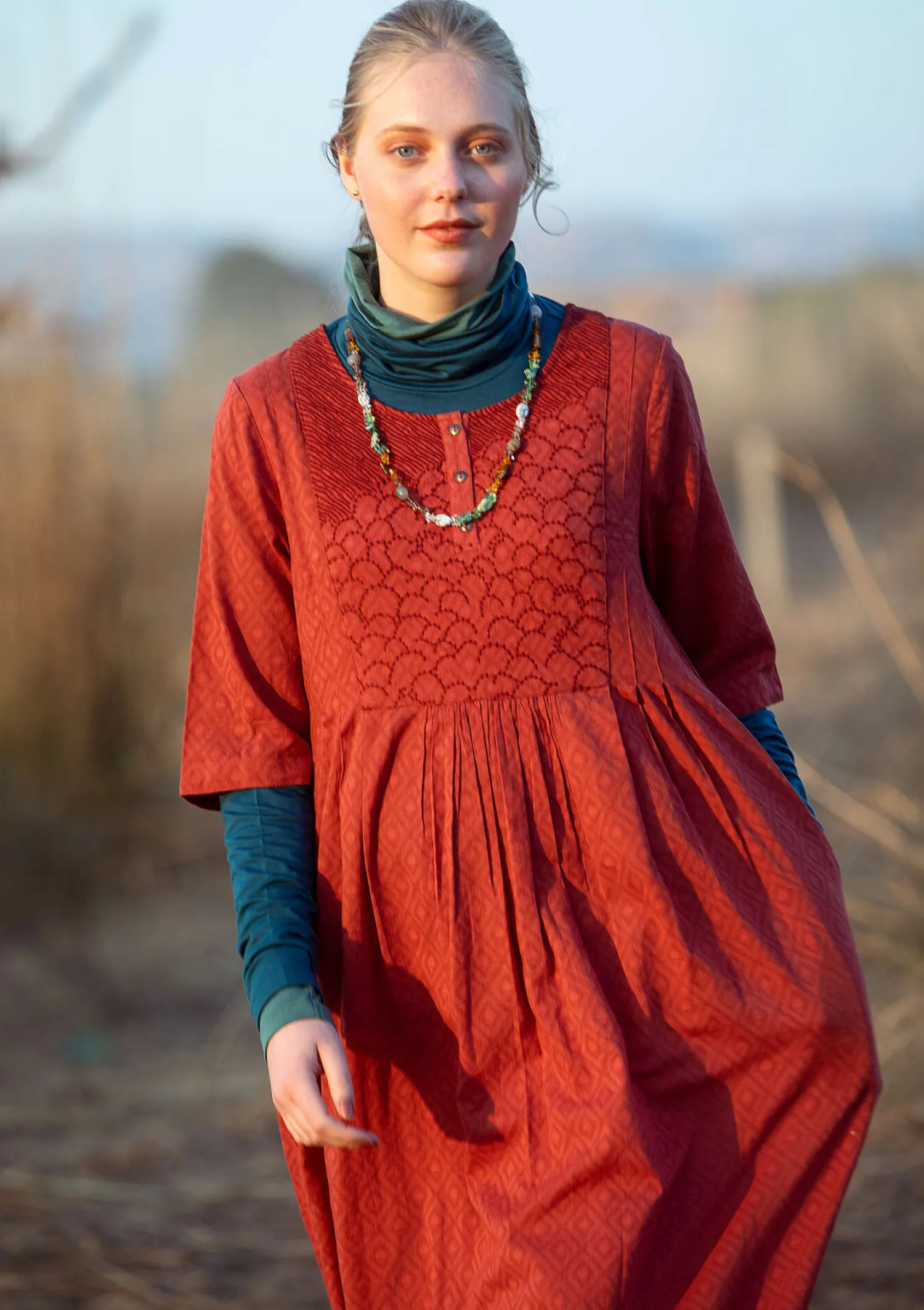 Sale Gudrun Sjödén Kleid „Strandfynd“ aus Bio-Baumwollgewebe rost