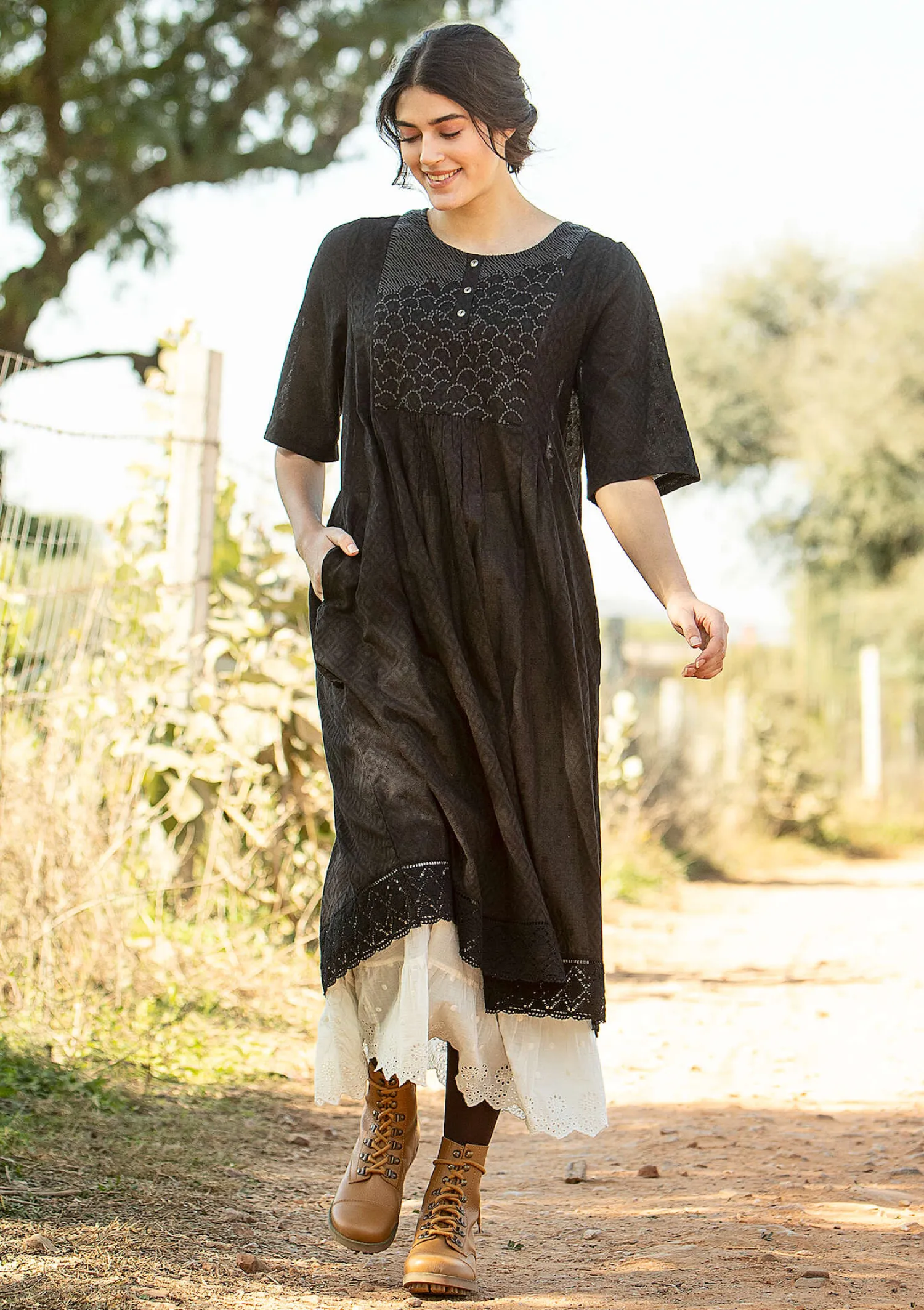 Sale Gudrun Sjödén Kleid „Strandfynd“ aus Bio-Baumwollgewebe rost