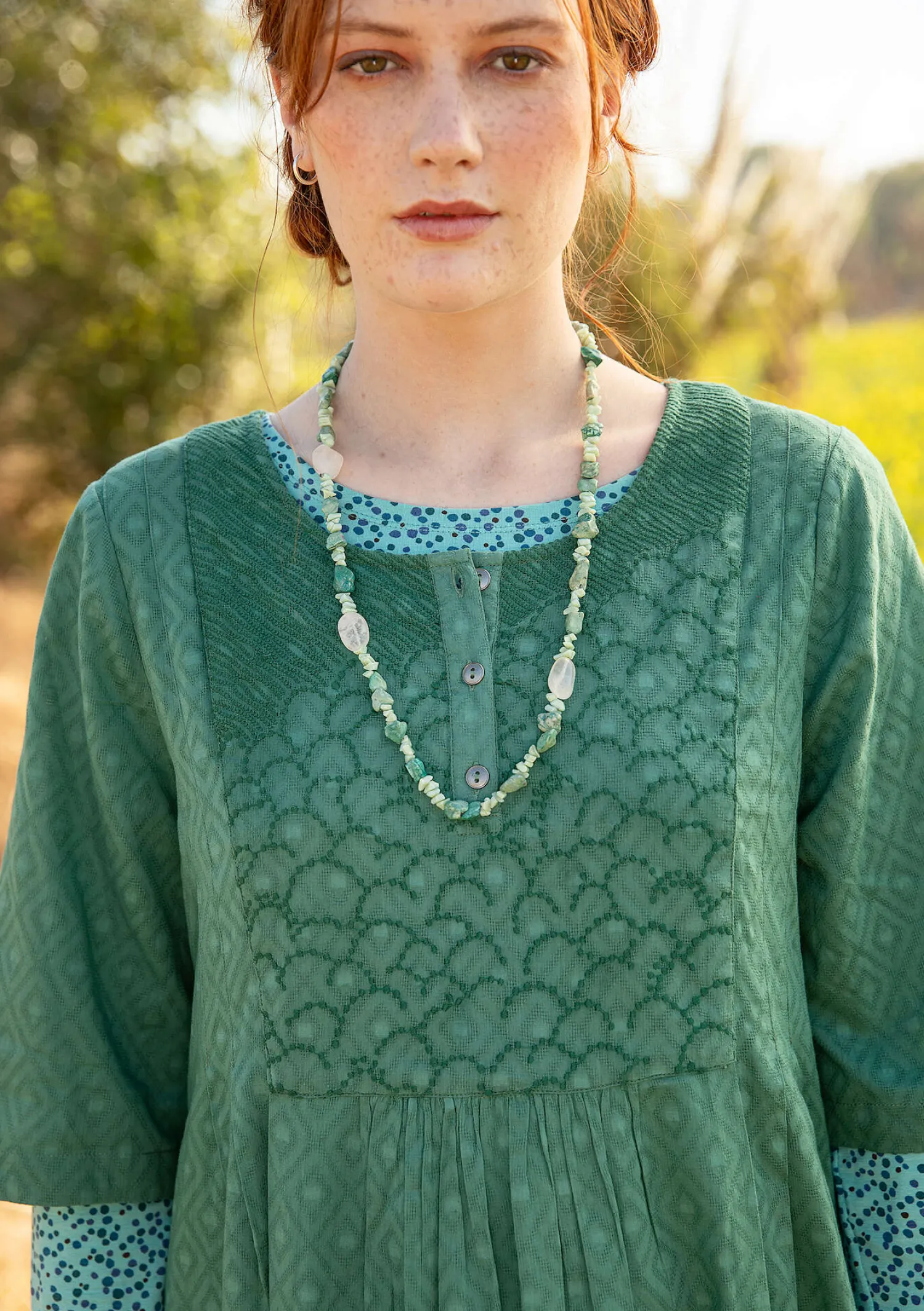 Fashion Gudrun Sjödén Kleid „Strandfynd“ aus Bio-Baumwollgewebe meerglasgrün