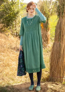 Outlet Gudrun Sjödén Kleid „Strandfynd“ aus Bio-Baumwollgewebe meerglasgrün