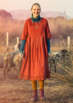 Hot Gudrun Sjödén Kleid „Strandfynd“ aus Bio-Baumwollgewebe rost