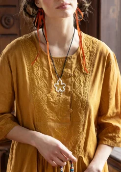 Store Gudrun Sjödén Kleid „Wanja“ aus Bio-Baumwollgewebe ocker