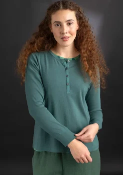 Best Sale Gudrun Sjödén Knopfleistenshirt aus Bio-Baumwollripp rost