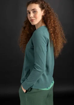 Best Gudrun Sjödén Knopfleistenshirt aus Bio-Baumwollripp indigoblau