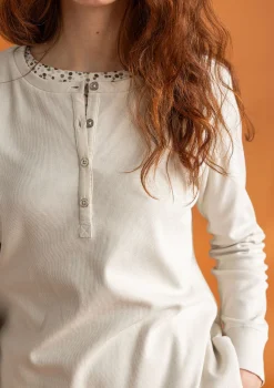 Best Gudrun Sjödén Knopfleistenshirt aus Bio-Baumwollripp feder