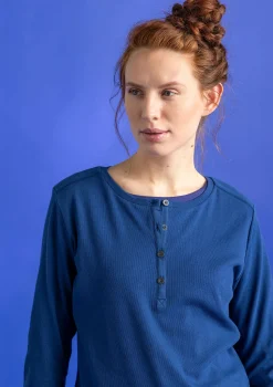 Discount Gudrun Sjödén Knopfleistenshirt aus Bio-Baumwollripp indigoblau