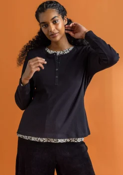 Best Gudrun Sjödén Knopfleistenshirt aus Bio-Baumwollripp indigoblau