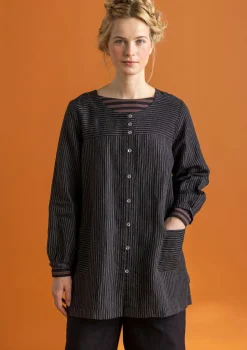 Best Sale Gudrun Sjödén Künstlerbluse „Asta“ aus Leinengewebe indigo-gestreift