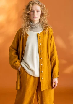 Best Sale Gudrun Sjödén Künstlerbluse „Asta“ aus Leinengewebe indigo-gestreift