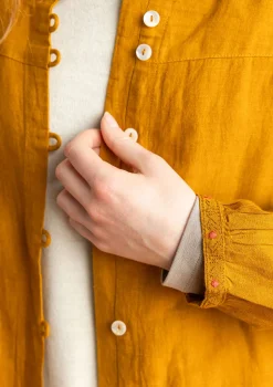 Best Sale Gudrun Sjödén Künstlerbluse „Asta“ aus Leinengewebe indigo-gestreift