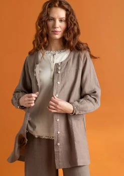 Best Gudrun Sjödén Künstlerbluse „Asta“ aus Leinengewebe senf