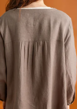 Fashion Gudrun Sjödén Künstlerbluse „Asta“ aus Leinengewebe purpur-gestreift