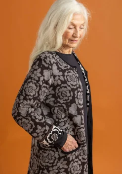 Clearance Gudrun Sjödén Langstrickjacke „Astrid“ aus Bio-/Recycling-Baumwolle schwarz