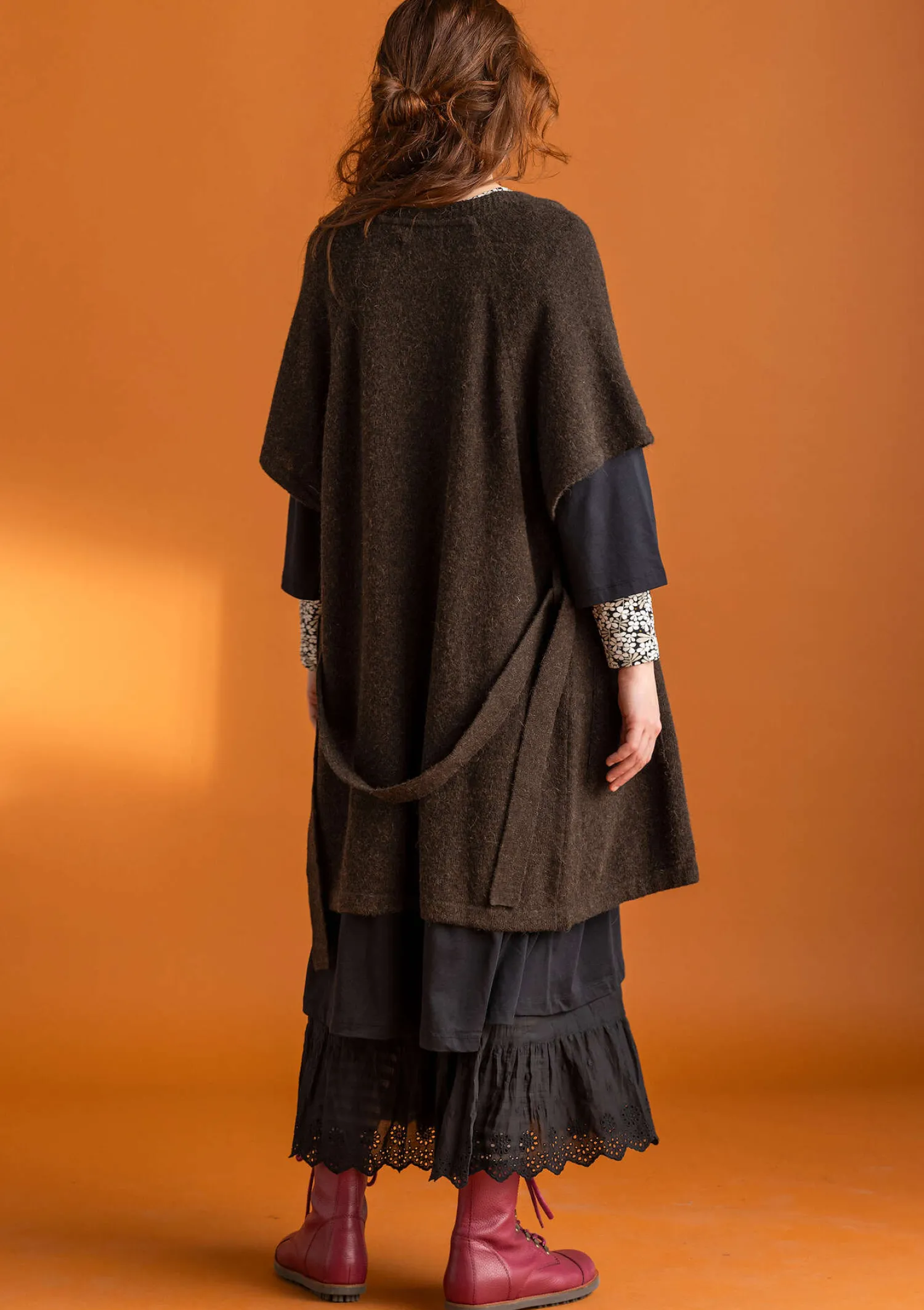 Fashion Gudrun Sjödén Langstrickjacke aus Alpakagemisch dunkelbraun-melange