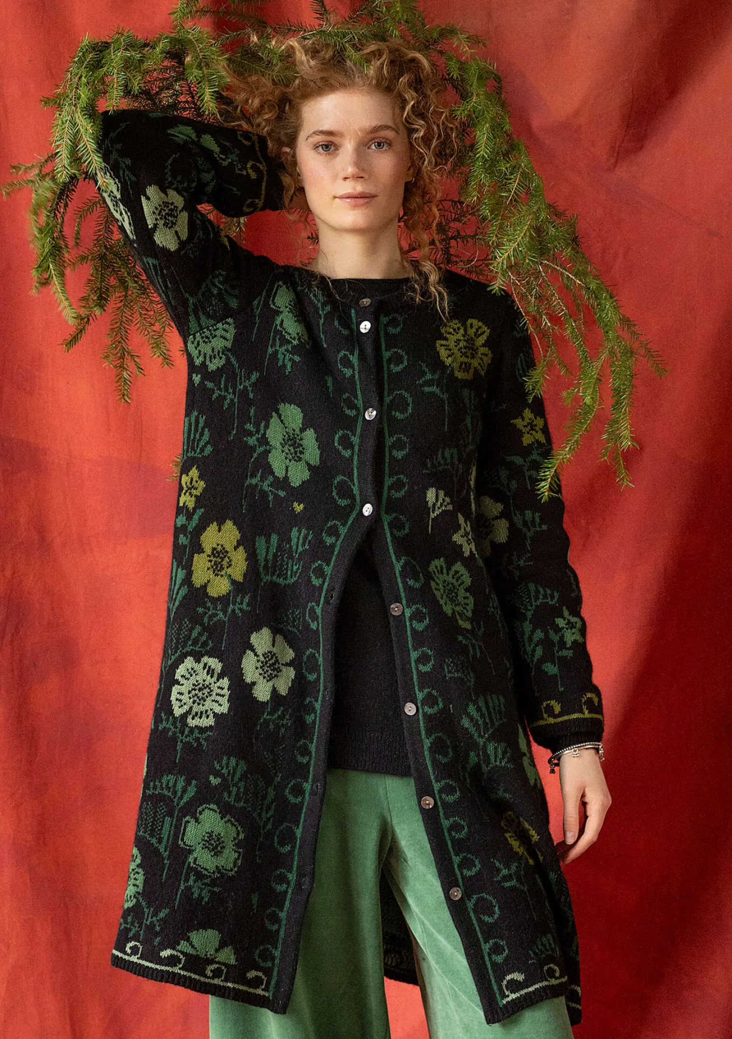 Best Gudrun Sjödén Langstrickjacke „Gnistra“ aus Bio- und Recycling-Baumwolle/Alpakawollgemisch schwarz