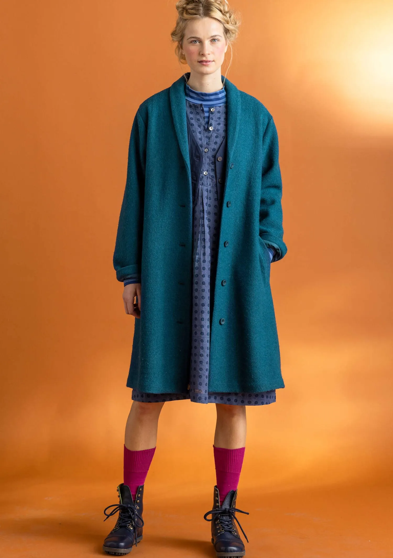 Hot Gudrun Sjödén Mantel aus Wollgemisch dunkelpetrol