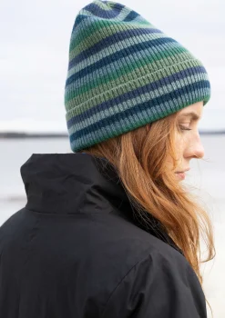 Online Gudrun Sjödén Mütze aus Recycling-Wolle/Lammwolle schwarz-gestreift