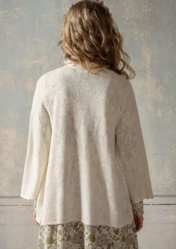 New Gudrun Sjödén Pointelle-Strickjacke „Blomstra“ aus Bio-Wolle moosbeere