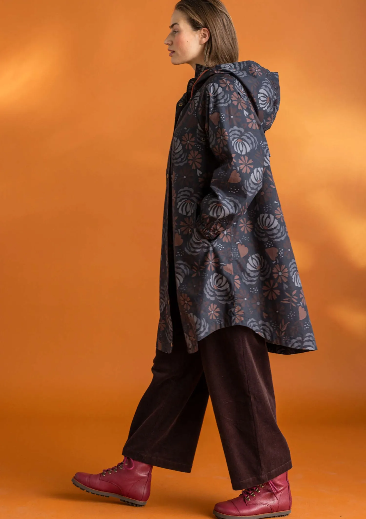 Sale Gudrun Sjödén Regenjacke „Hedda“ aus Bio-Baumwollgewebe schwarz-gemustert