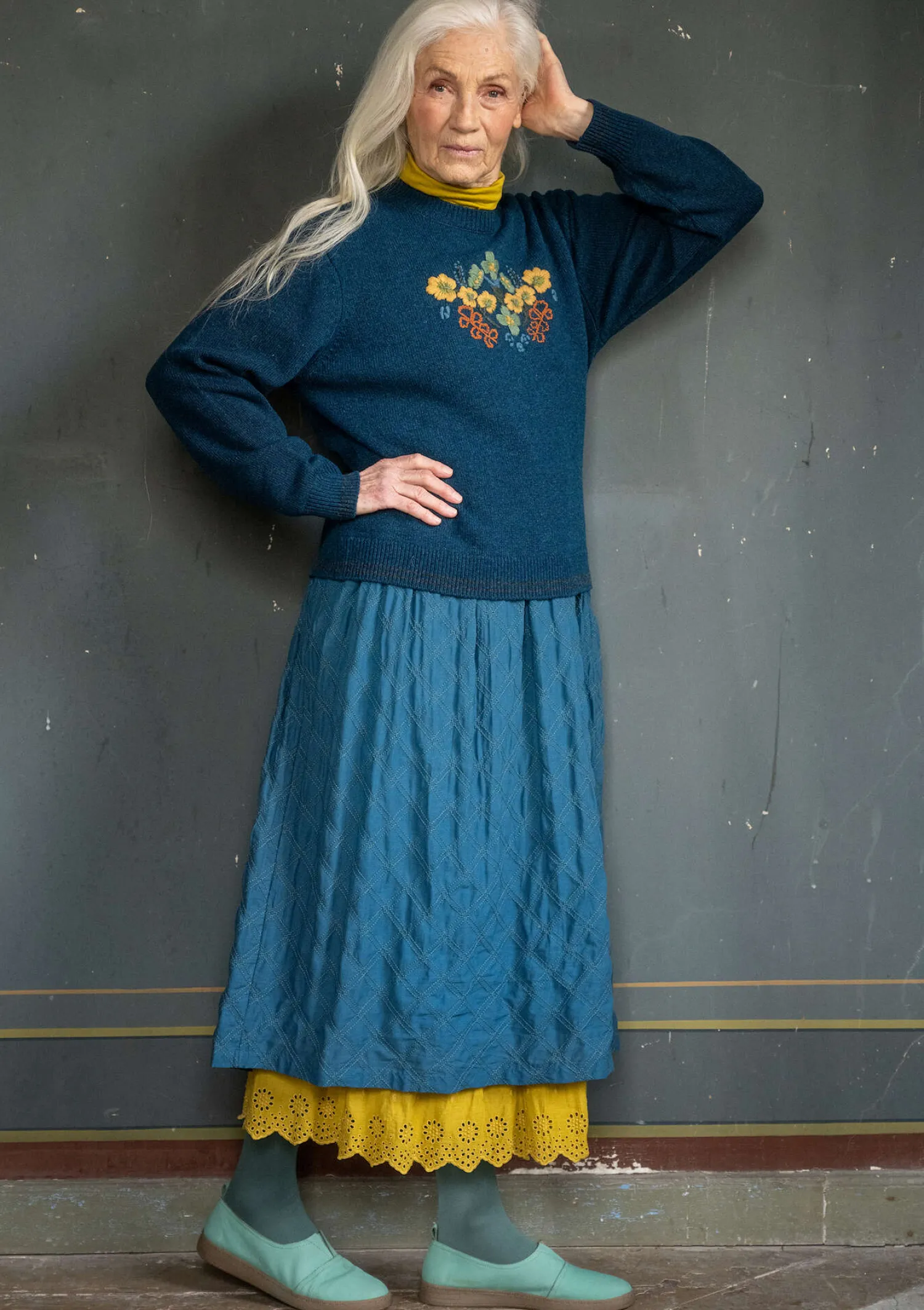 Discount Gudrun Sjödén Rock „Helga“ aus Bio-Baumwollgewebe dunkelpetrol