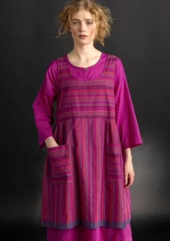 Outlet Gudrun Sjödén Schürzenkleid „Ava“ aus Bio-Baumwollgewebe leinenblau
