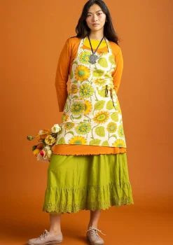 Discount Gudrun Sjödén Schürze „Sunflower“ aus Bio-Baumwolle/Leinen hellsand