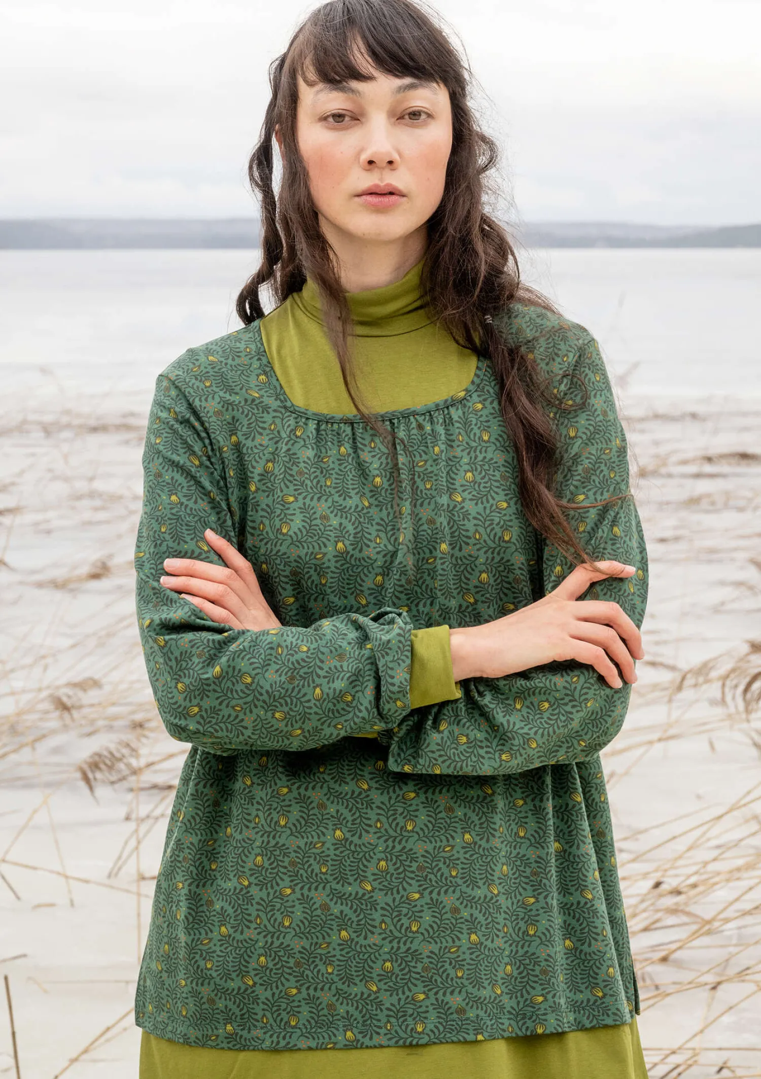 Clearance Gudrun Sjödén Shirt „Aurora“ aus Bio-Baumwolle/Modal/Elasthan dunkelaubergine
