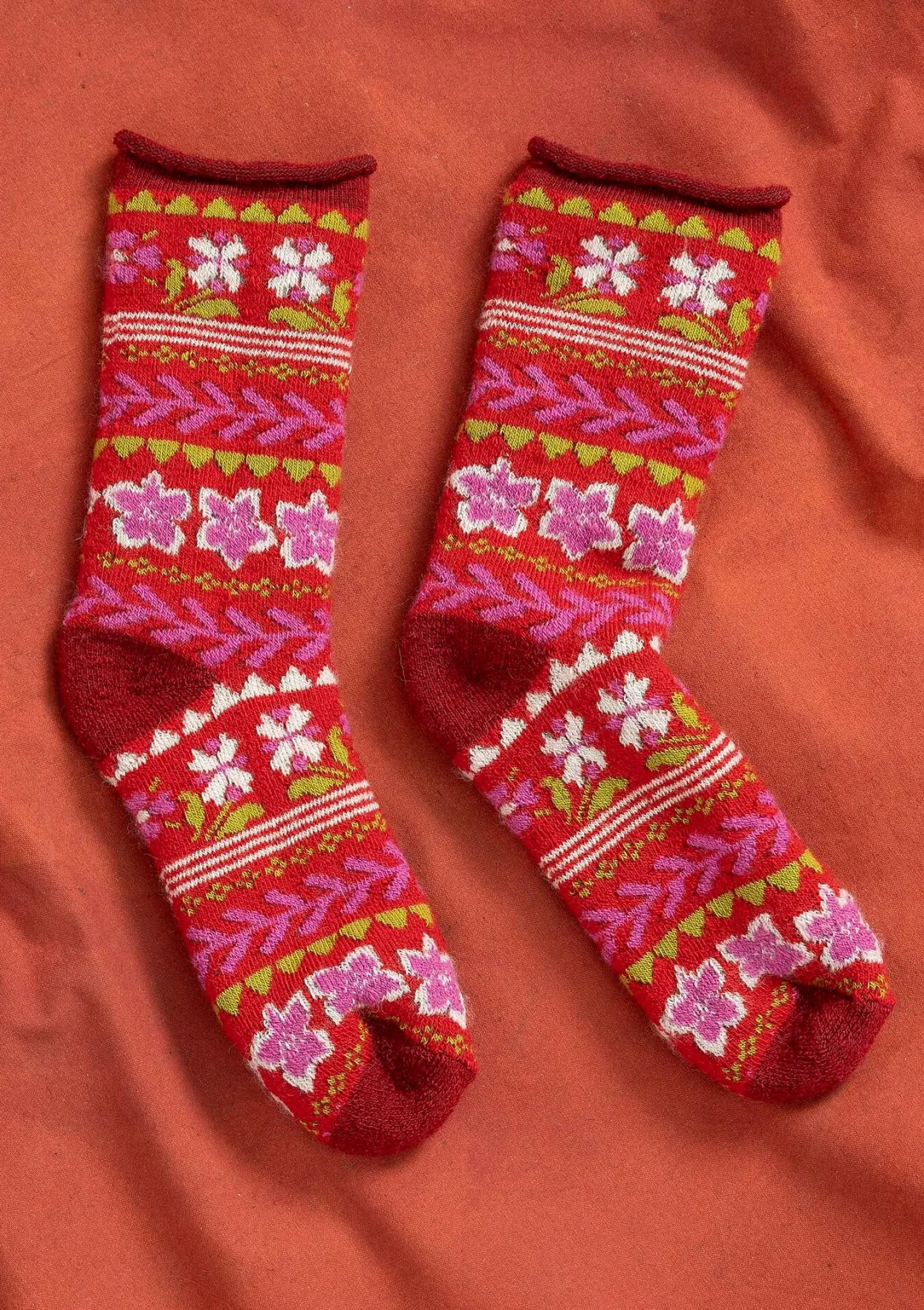 Best Gudrun Sjödén Socken „Twinkle“ aus Wollfrottee tomate