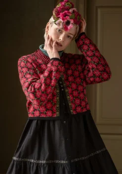 Clearance Gudrun Sjödén Strickjacke „Anemone“ aus Bio-Wolle moosbeere