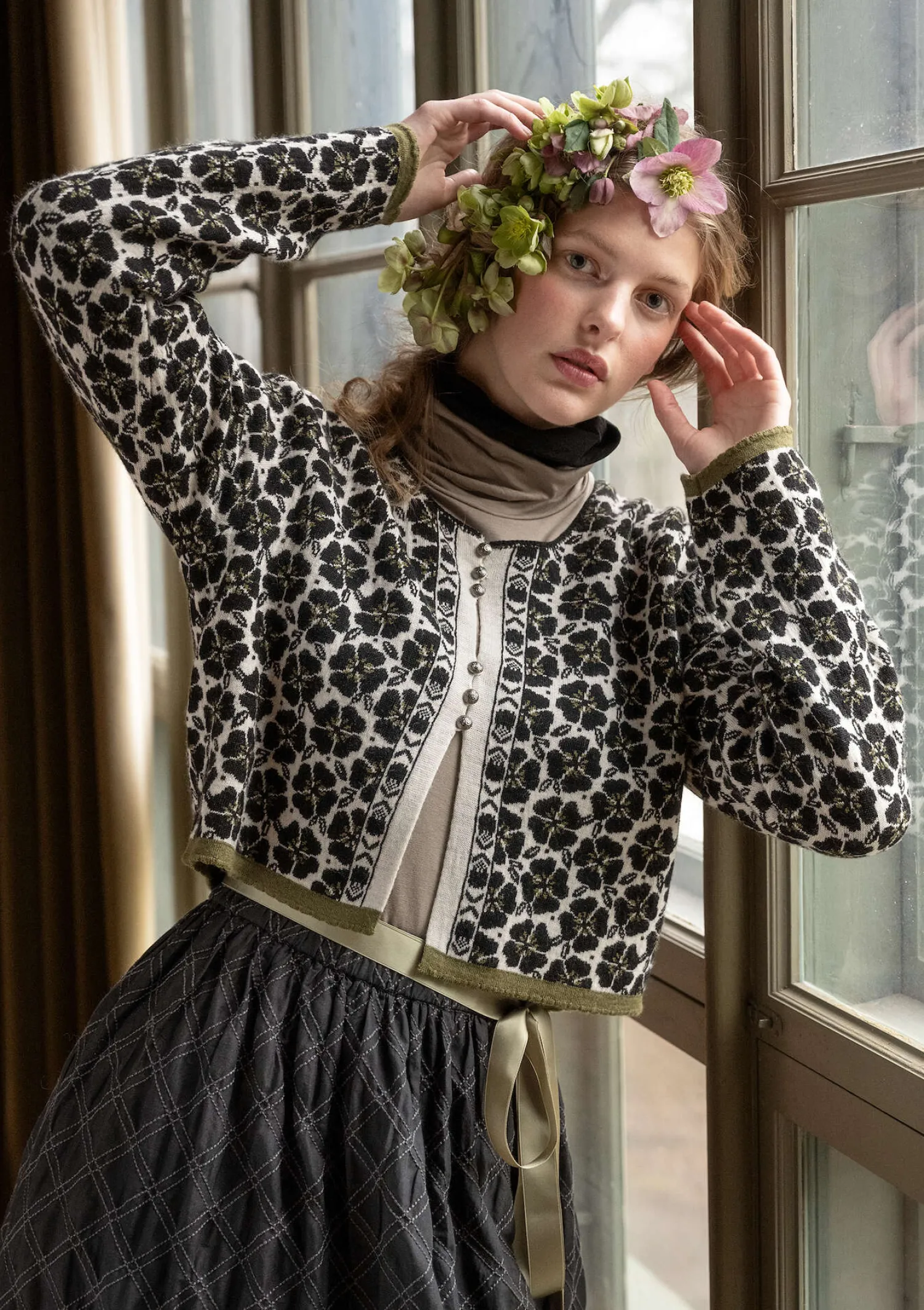 New Gudrun Sjödén Strickjacke „Anemone“ aus Bio-Wolle moosbeere