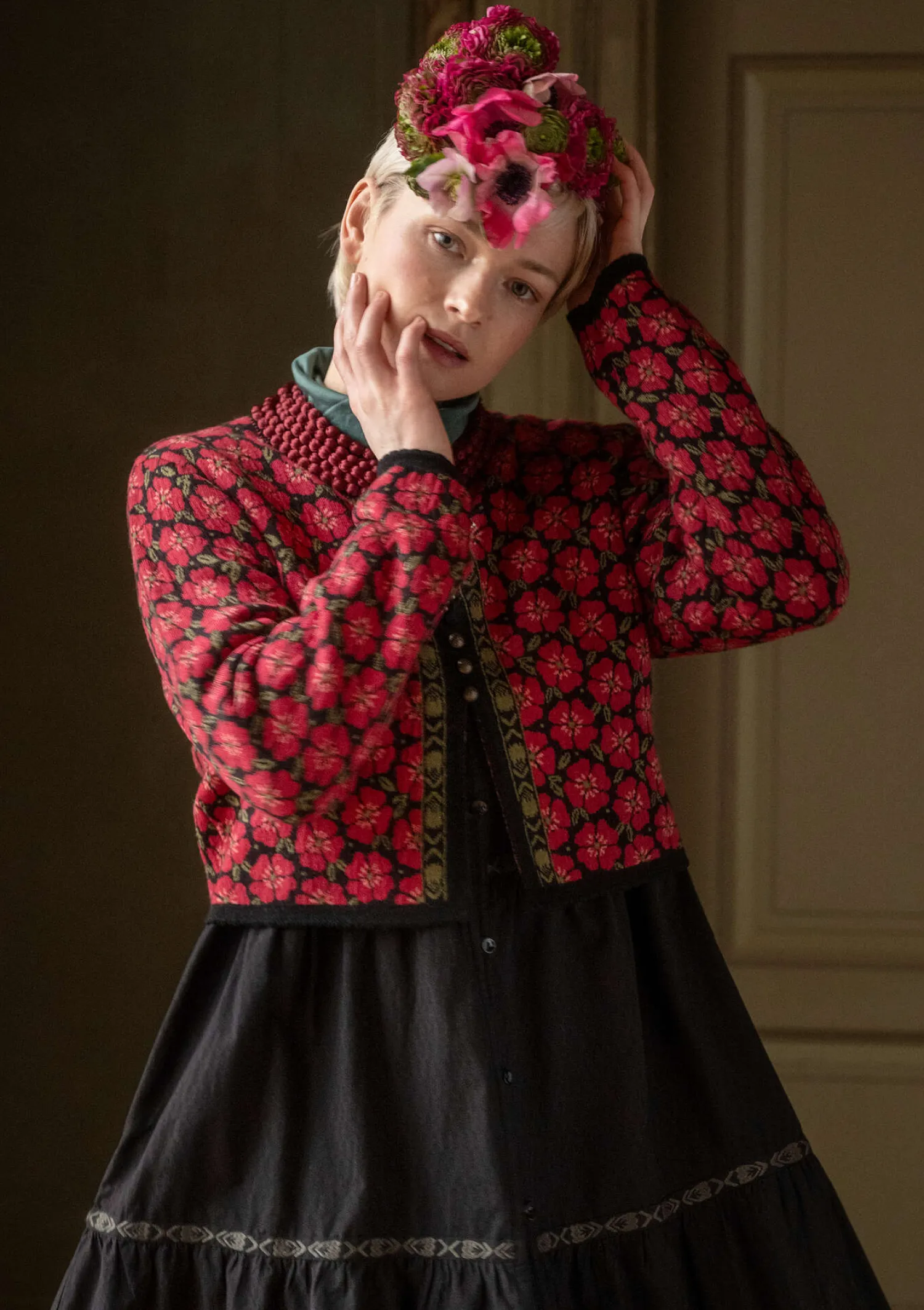 Fashion Gudrun Sjödén Strickjacke „Anemone“ aus Bio-Wolle schwarz