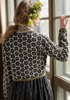 Hot Gudrun Sjödén Strickjacke „Anemone“ aus Bio-Wolle moosbeere