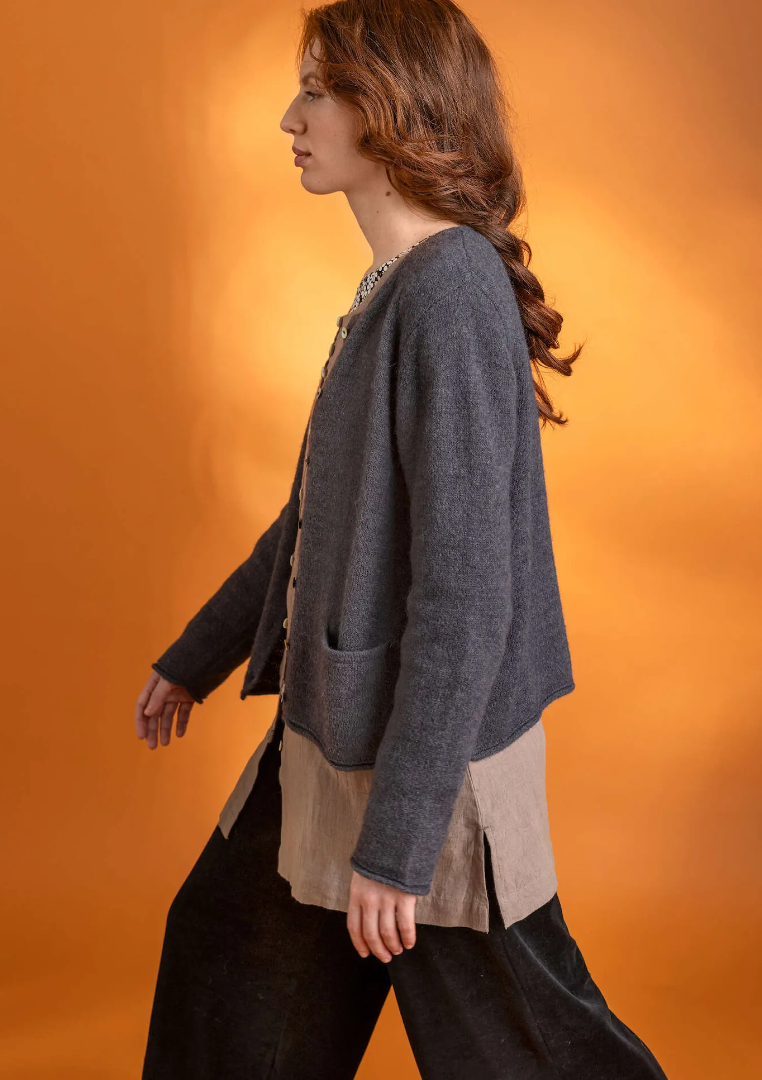 Flash Sale Gudrun Sjödén Strickjacke aus Alpakagemisch dunkelaschgrau-melange