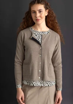 Cheap Gudrun Sjödén Strickjacke aus Bio-/Recycling-Baumwolle taupe-melange